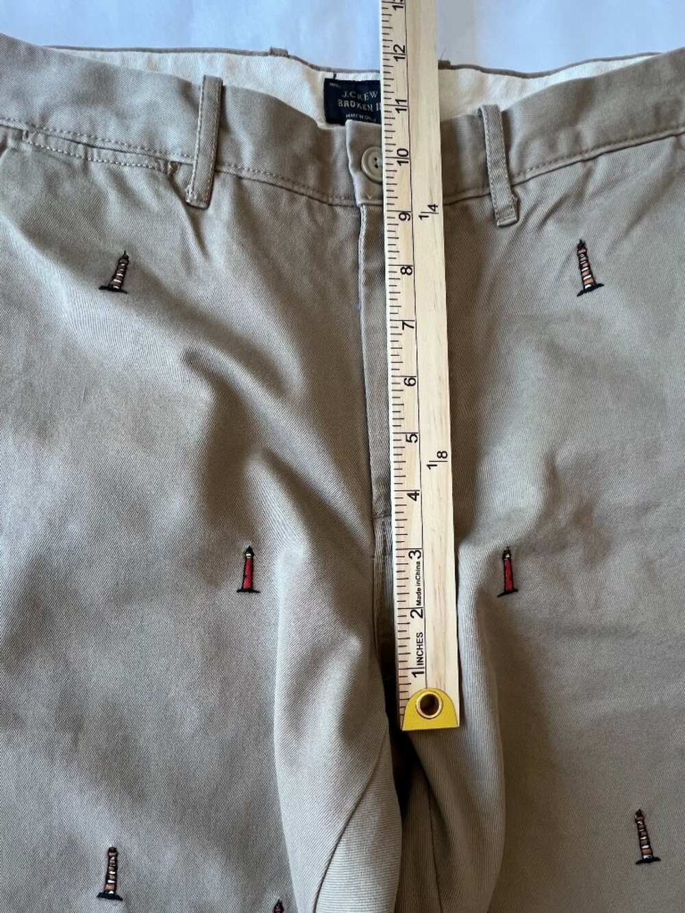 J Crew Mens 770 Straight Chinos Embroidered Lighthouses 32 X 32 100% Cotton - Picture 9 of 14